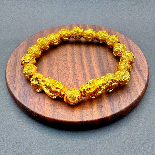 Drachenwohlstand Gold-Pixiu-Armband