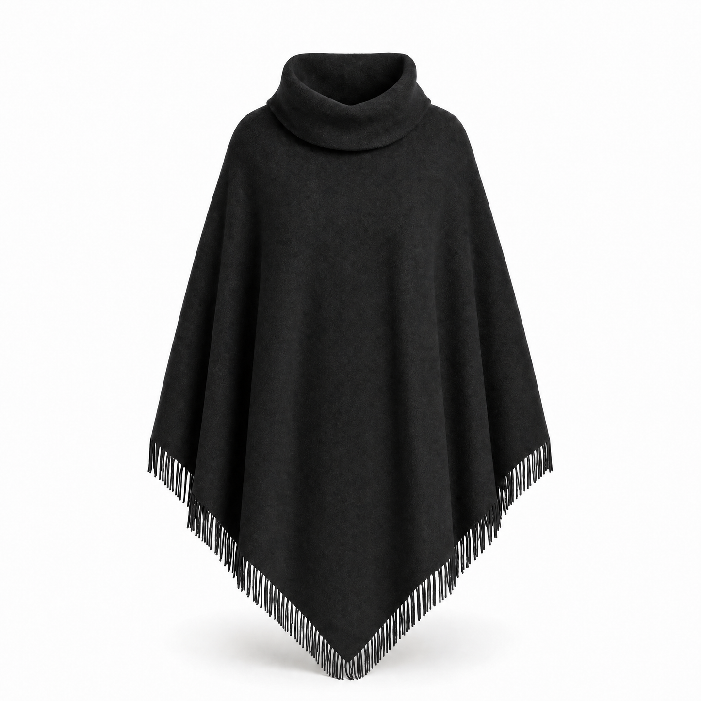 Autumn Fransen-Poncho in Schwarz
