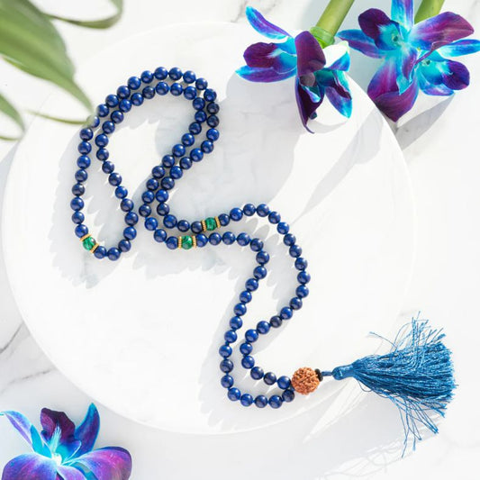 Lapis Lazuli Rudraksha Mala