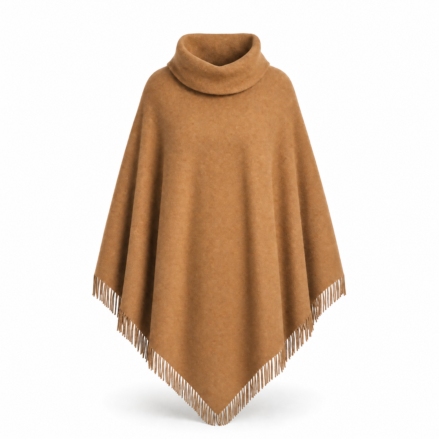 Autumn Fransen-Poncho in Kamel