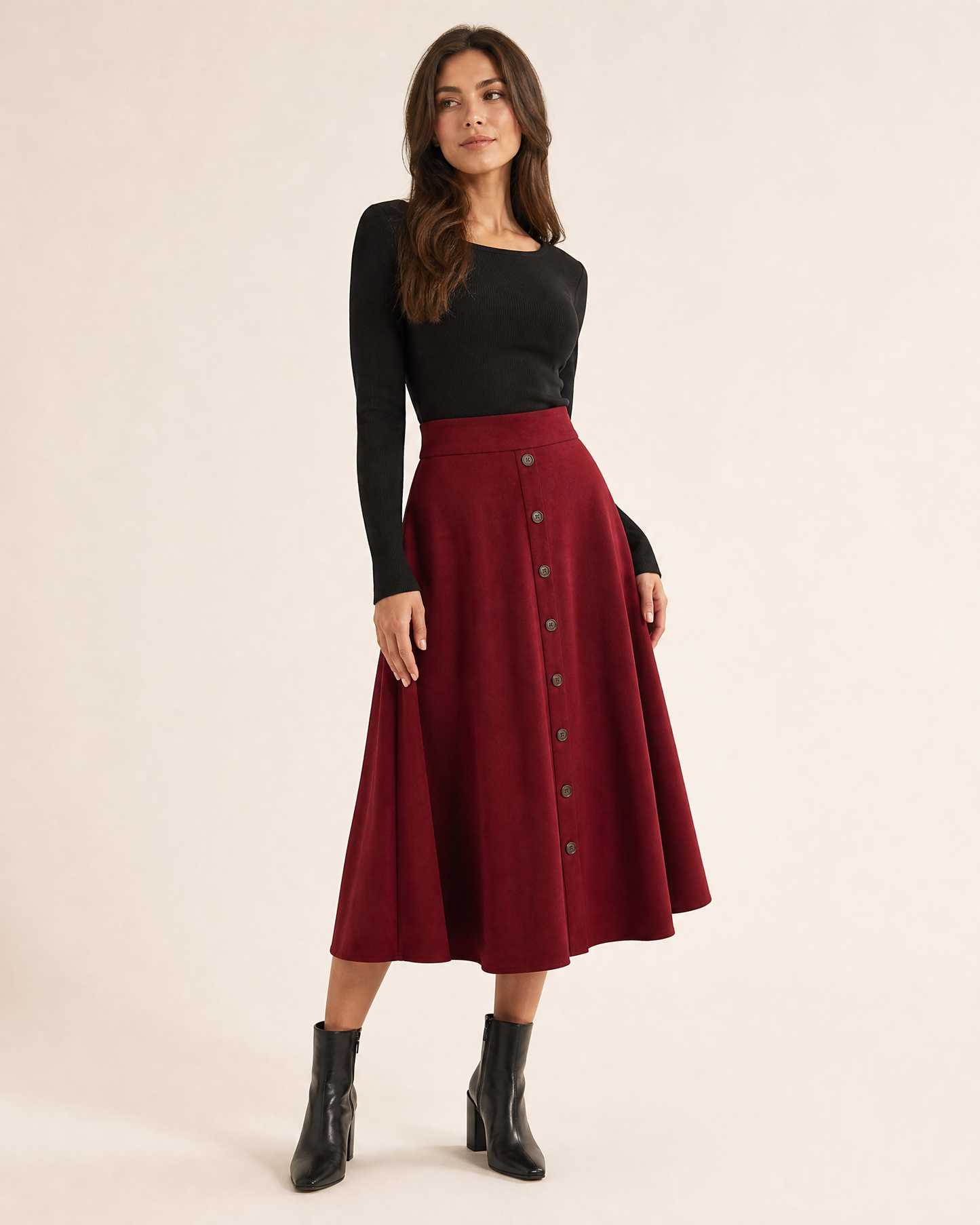Arden Midirock am Model in Burgunder