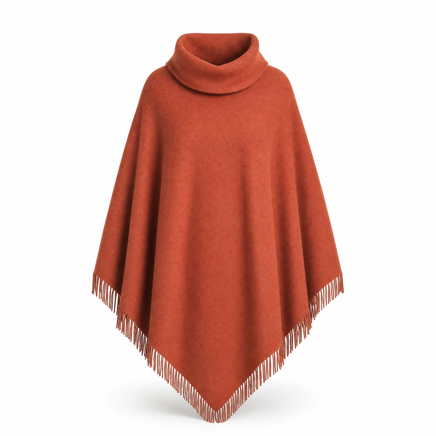 Autumn Fransen-Poncho in Terrakotta